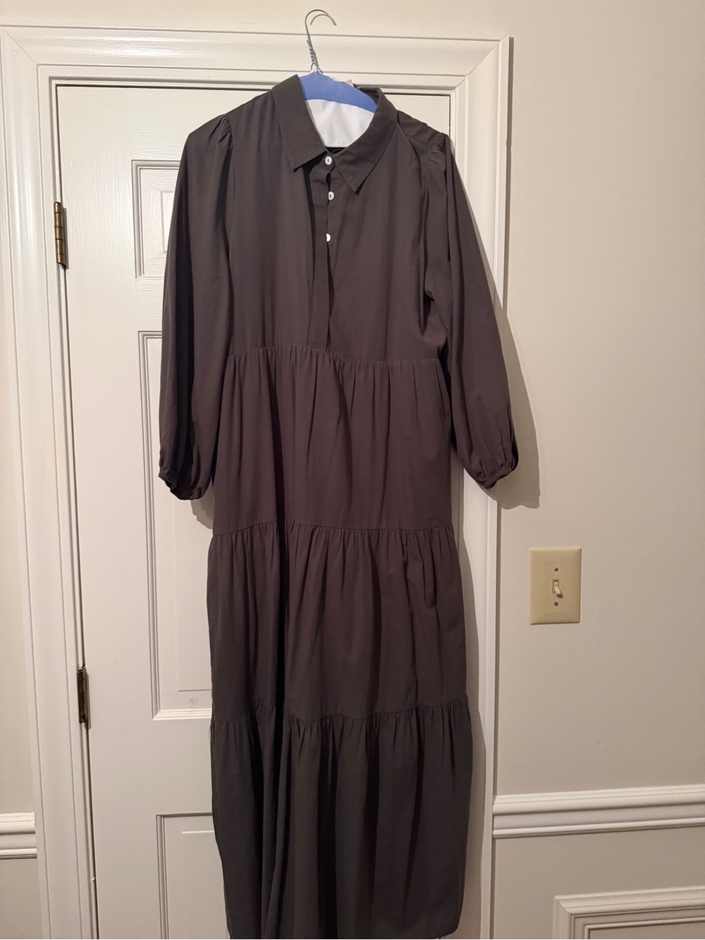 Pomander Place olive green Tiered Maxi Dress
